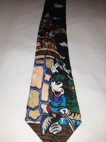 Mickey Mouse Minnie Tie Disney Store 100% Silk Castle Scene - Picture 2 of 11