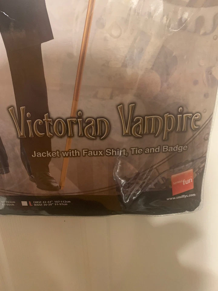 Новый викторианский стимпанк вампир костюм Gothic взрослых Sz M куртка Dckie галстук значок - Изображение 3 из 4