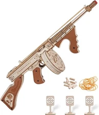 ROKR Thompson Submachine Gun 3D Wooden Puzzle Model Adults DIY Boys Toys Gifts