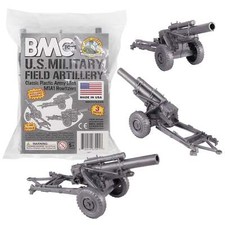 BMC Marx Recast Battleground HOWITZERS Silver Plastic Army Men Field Artillery