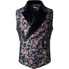 Gothic Mens Victorian Double Breasted Vest Gothic Steampunk Waistcoat