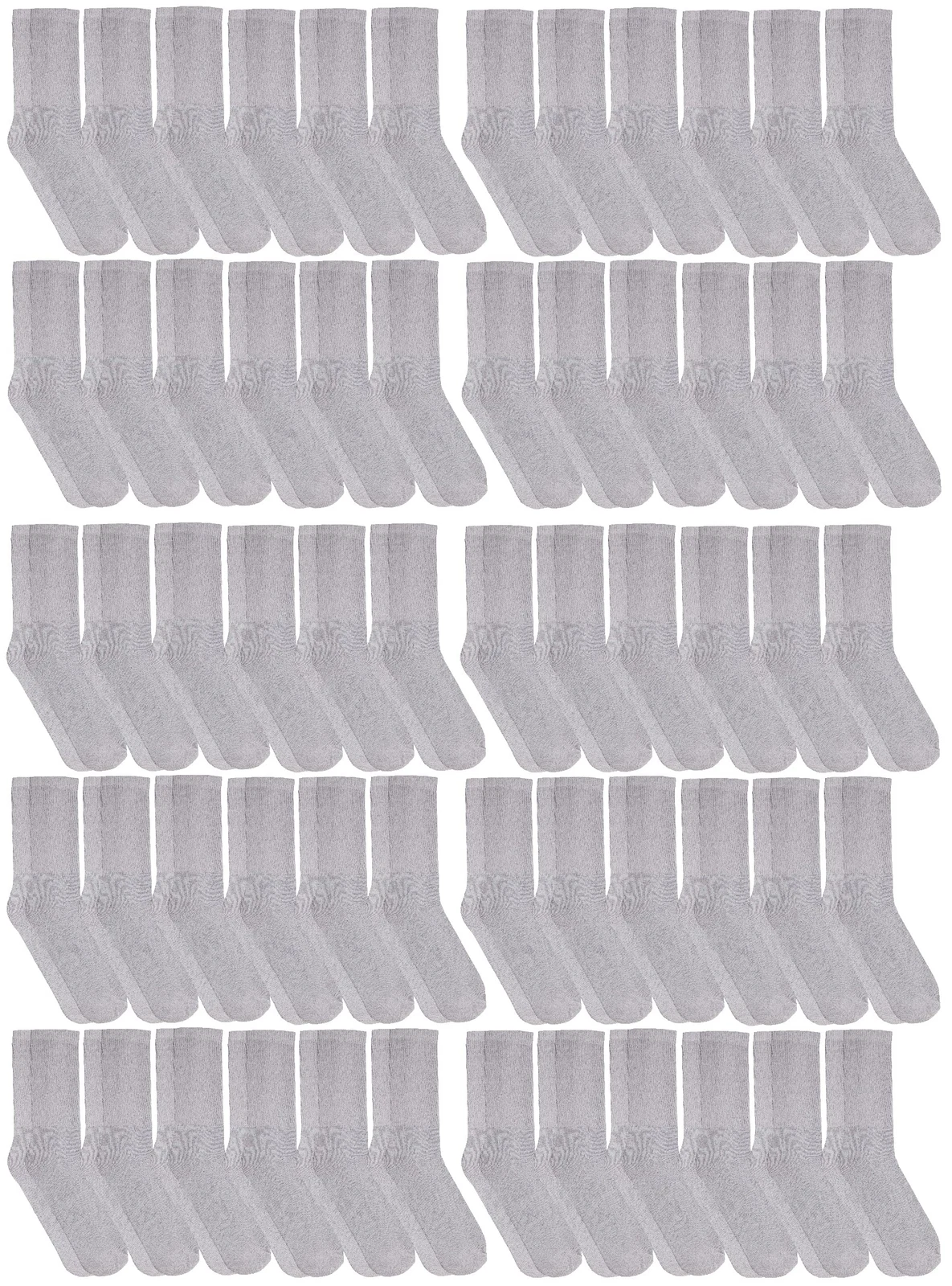 60 Pk Wholesale Bulk Cotton And Ankle Socks,Loose Non-Binding Medical-Grey,10-13