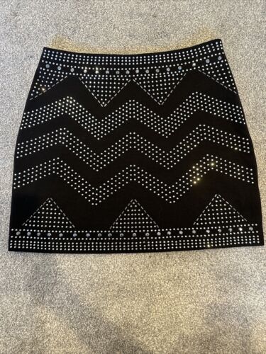 Oasis Black Skirt With Pearls. Size M. New With Tags. Perfect For Any Occasion - Picture 1 of 8