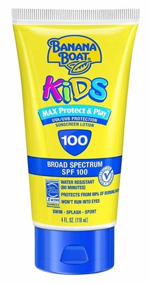 Banana Boat Kids Max Protect & Play SPF100 Sunscreen Lotion Broad Spectrum 4 Oz