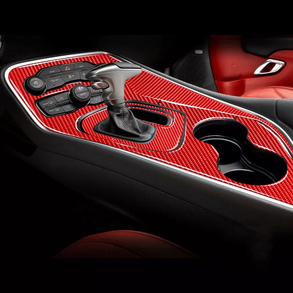 62 peças kits de fibra de carbono vermelha tampa de acabamento interior completo para Dodge Challenger 15-23 - Imagem 4 de 4