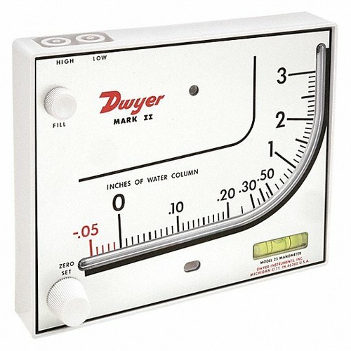 Dwyer Mark II 25 Red Liquid Filled Wall Mount Manometer - AUTHORIZED DISTRIBUTOR - Picture 3 of 7