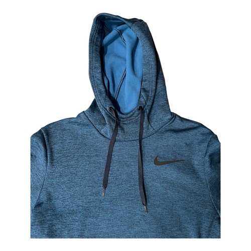 Nike Therma Fit Pullover Hoodie Sweatshirt Blue Heather Swoosh Mens Sz Small