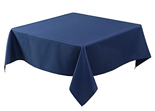 Textured Fabric Tablecloths 70 X 70 Inches Square Navy Water Resistant Tablec... - Picture 1 of 8