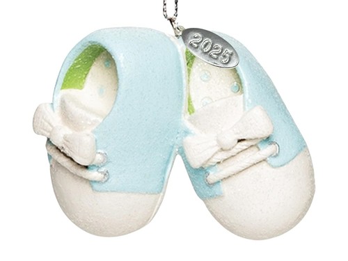 Baby Boy Shoe Personalized Ornament Babys First Christmas Blue Booties - 第 1/7 張圖片