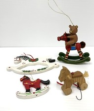VTG Set of 4 Wooden Rocking Horse Ornaments