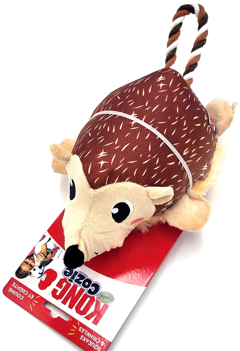 KONG Cozie Tuggz Hedgehog Md Lg Squeaky Crinkley Toss Tug Dog