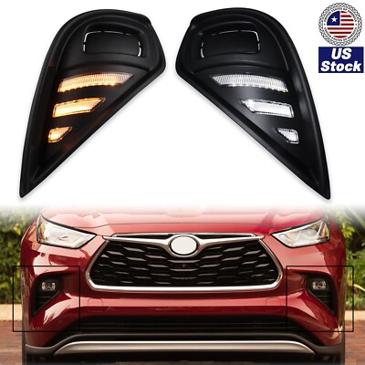 Front Fog Light LED For Toyota Highlander 2020-2023 L LE XLE DRL Turn Signal