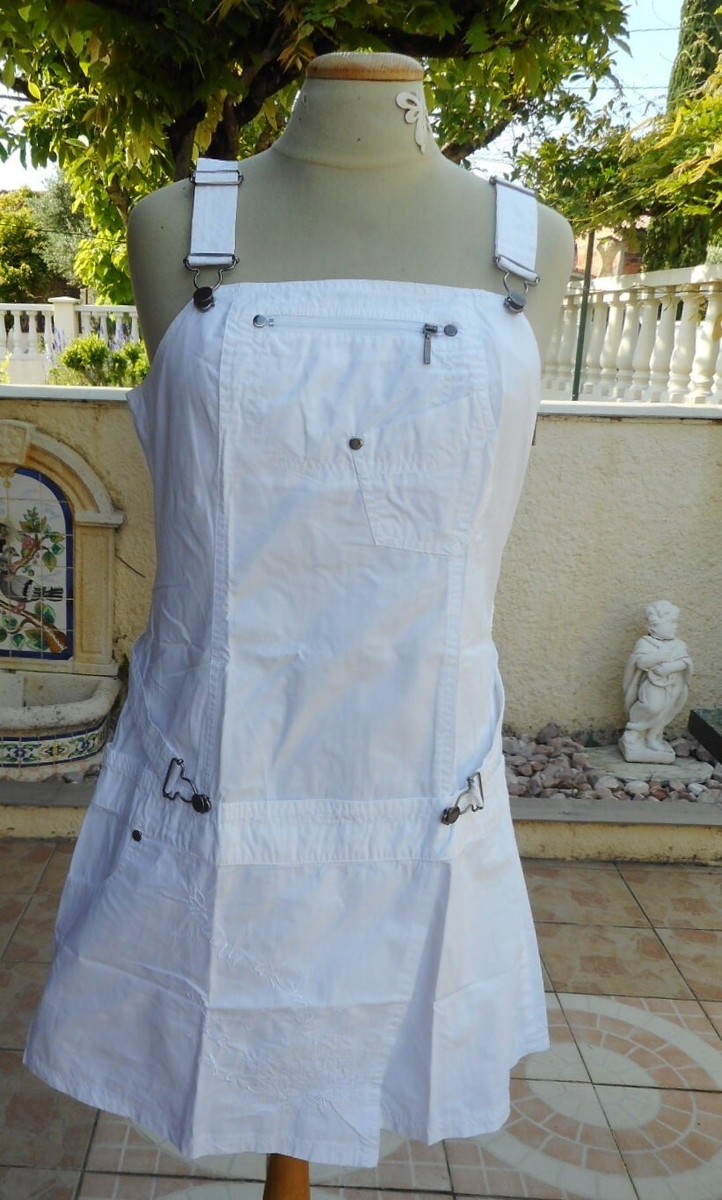 Robe Salopette LMV 'La Mode Est à Vous' - Taille 38 - Blanc - Coton/polyester - Occasion Très Bon état
