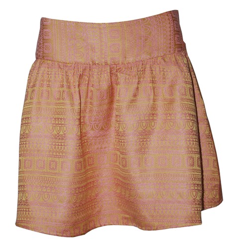 Made Fashion Women's Metallic Jacquard A Line Skirt Orange (8) - Picture 2 of 3