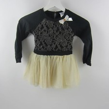 Sweet Heart Rose Girls Dress Lace Party Tutu Black Gold Size 5