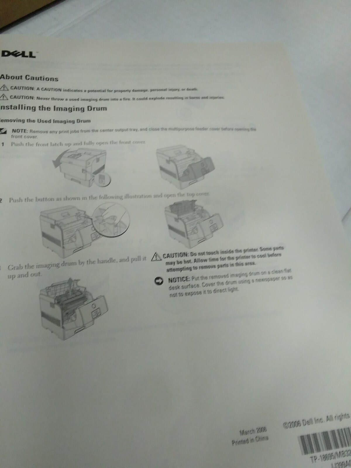 Dell 5110CN Imaging Drum No Transfer Roll CT350447 eBay