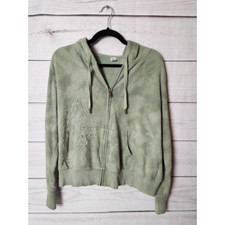 Old Navy Womens Hoodie Sweatshirt Green Loose Fit Long Sleeve V Neck XS