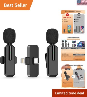Wireless Lavalier Microphone for iPhone, iPad, Android Phone - Bluetooth Lape...