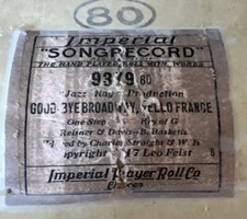 Imperial Player Piano Roll 9879 Good Bye Broadway Hello France