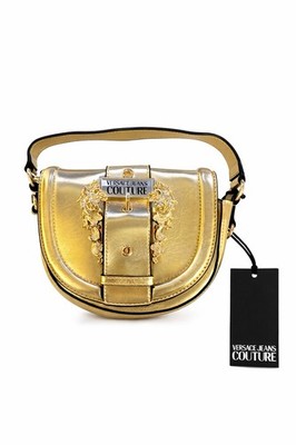NWT Versace Jeans Couture Gold Metallic Crossbody Bag w/ Baroque Lion Hardware