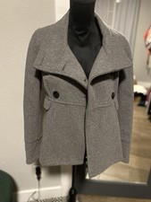 Old Navy Gray Pea Coat Button Accents Lined Women XS Long Sleeve