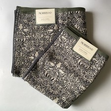 Image of William Morris Crown Imperial Green Grey Cream Cotton Bath + Hand Towel Set BNWT