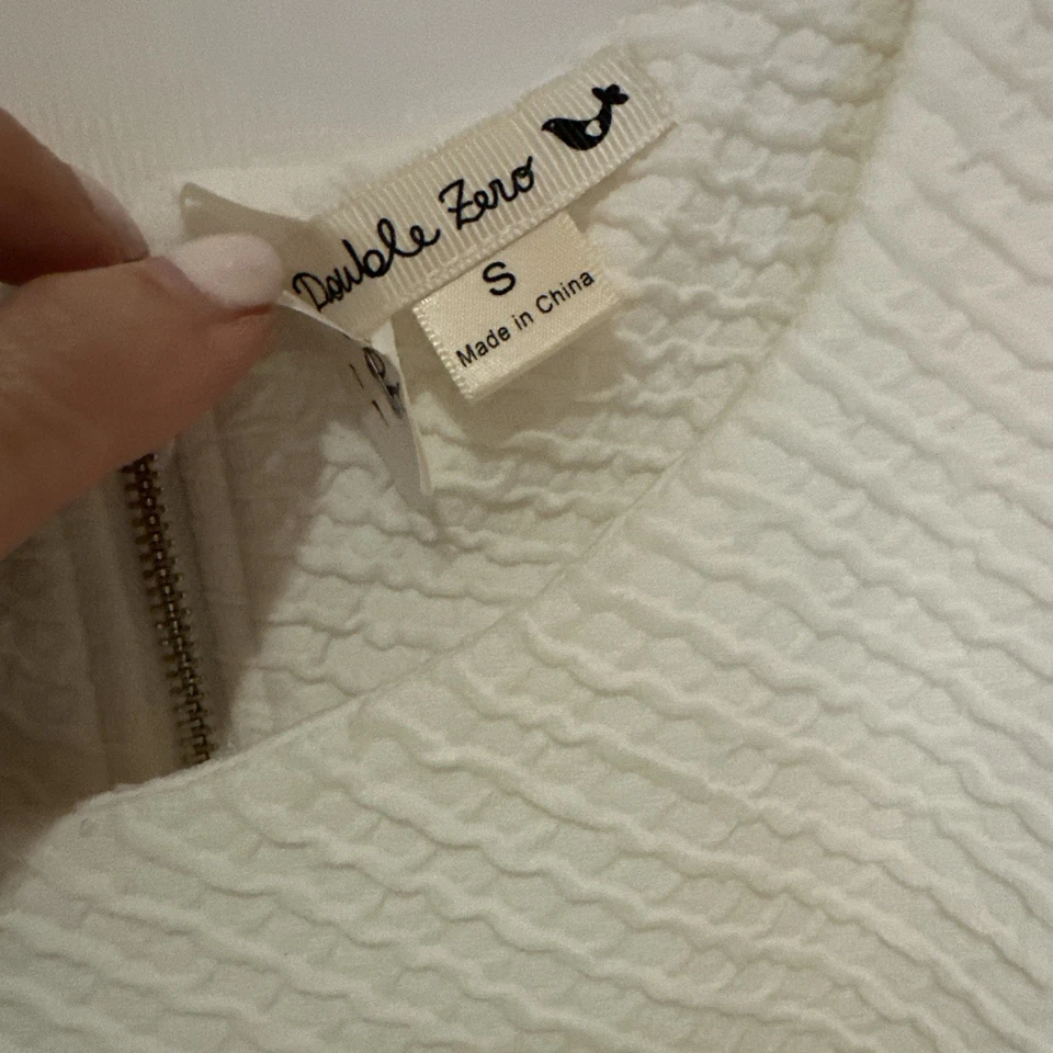 Double Zero Off White Cream Sleeveless A- Line Drop Waist Stretch Dress Small - Image 3 of 4