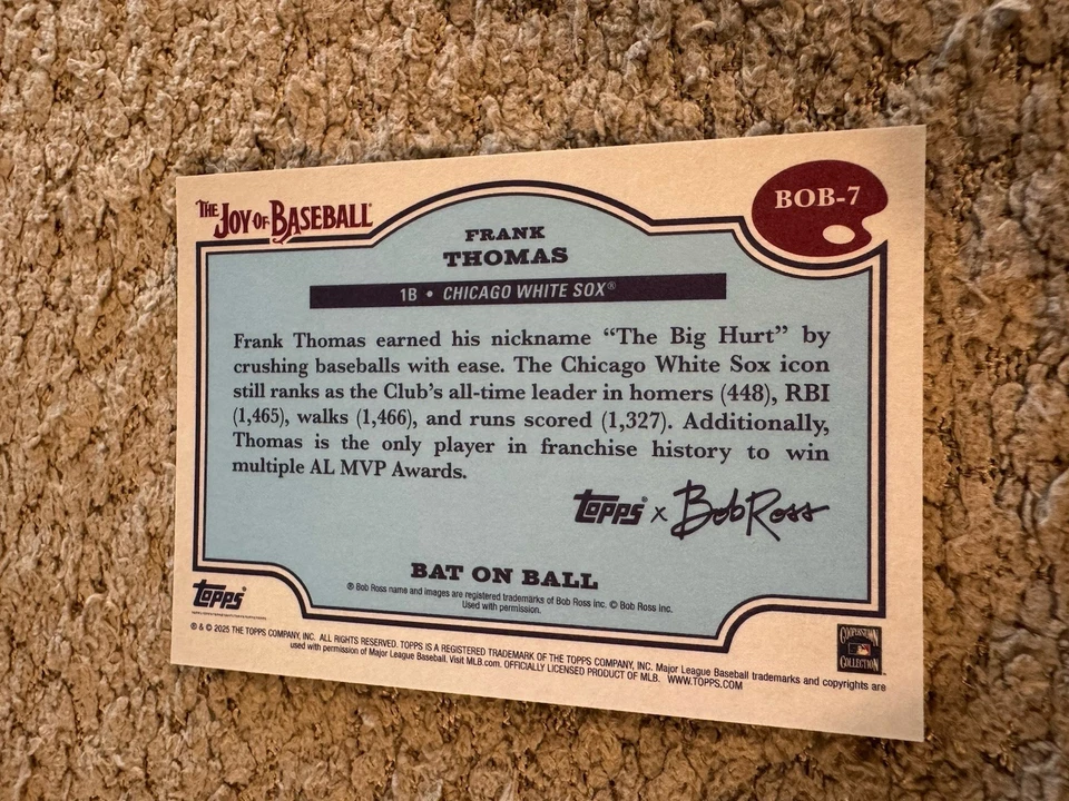 2025 Topps X Bob Ross: La alegría del béisbol Frank Thomas Bate en pelota/50 Foto 2 de 2