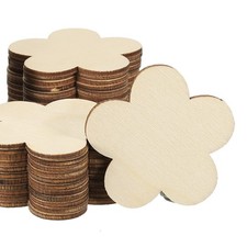 60mm Wooden Flowers 100 Pack Unfinished Wood Flowers Blank Wooden Cutouts