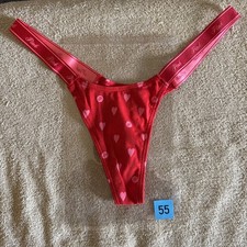 Pink By Victoria  s Secret, Small, Red Hearts, Extra Low Rise, Logo Thong Panties