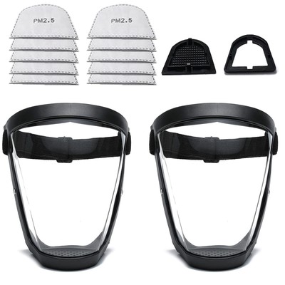 Full Face Shield (2 Pack), Reusable Protective Anti-Fog Transparent High-Defi...