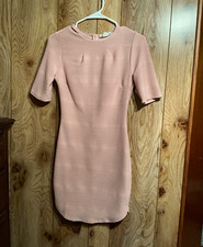 Fashion Nova Pink Solid Knit Round Neck Short Sleeve Zip Bodycon Dress Size M