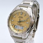 Casio Waveceptor Men's Watch Solar Analog Digital Gold Tested Working Condition