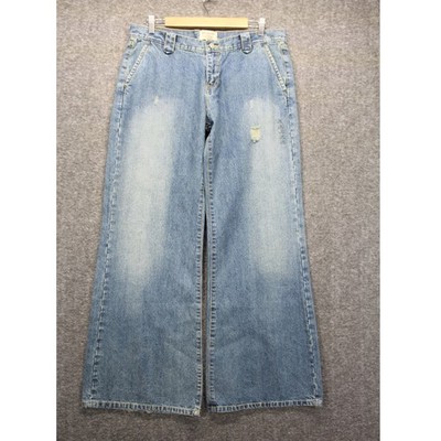 VTG Abercrombie & Fitch Womens Jeans 10R Y2K Wash Wide Leg Sakter 