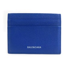 Auth BALENCIAGA Card Case Holder Blue Leather - h31689a