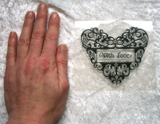 Large With Love Heart ink stamp clear unused