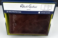 Robert Graham NESTER Trifold Leather Wallet Brown RFID Protected Men's $88 NEW