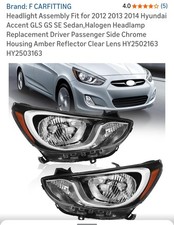 Chrome Housing Headlights Headlamps For Hyundai Accent 2012 2013 2014 Left+Right