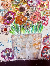 QUEEN SEREDA EXPRESSIONISM 15X11 Dancing Flowers Fine Art Home Interior Design