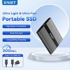 EAGET 480GB Portable SSD Up to 500MB/s, USB 3.2 USB-C External Solid State Drive