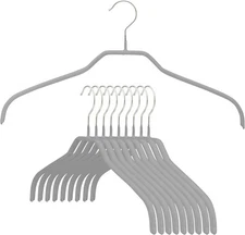 Mawa Narrow Petite Clothes Hanger Steel NoSlip Coat 360 Hook Rotates 10Ct Silver