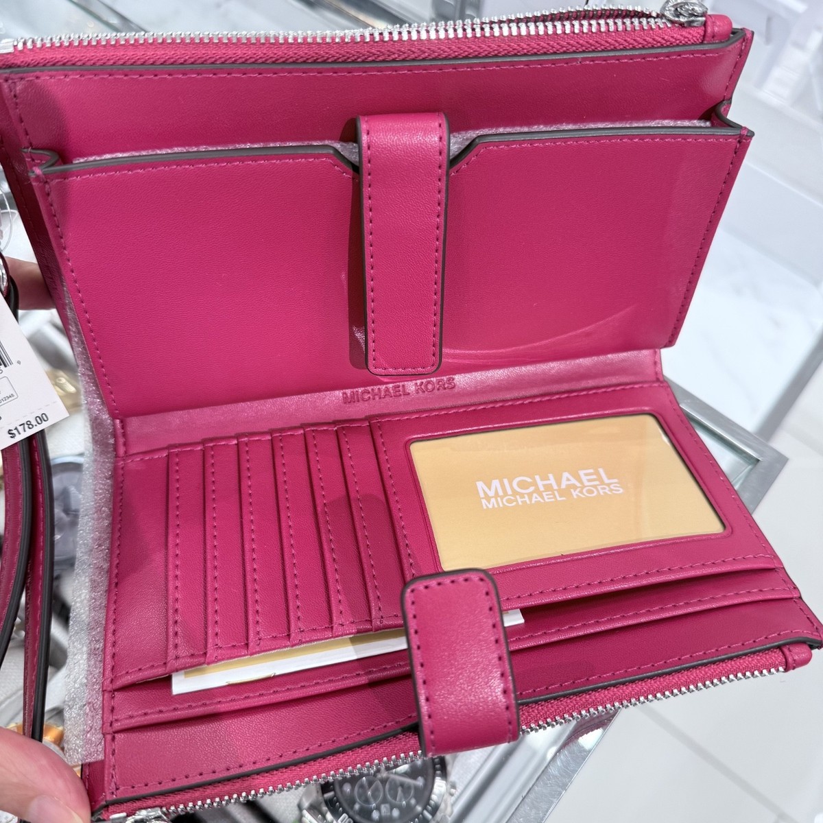 Michael Kors Jet Set Travel Double Zip Wristlet Wallet MK Logo