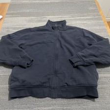 LL Bean Jacket Mens Large Blue Navy Katahdin Iron Works Sherpa Lined Sweatshirt