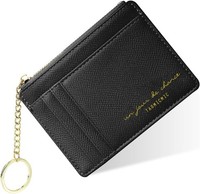 GeldböRse Mini Pu Leder Zipper Portemonnaie 8 KartenfäCher Schwarz Damen Herren