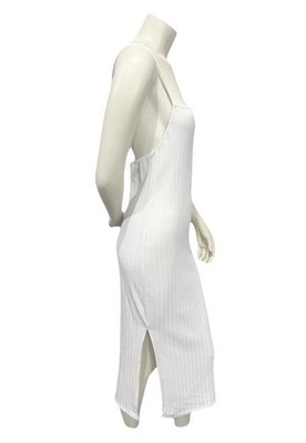 black strappy midi dress ROVE Linen-Cotton Midi Dress - Crossover Back-Ties
