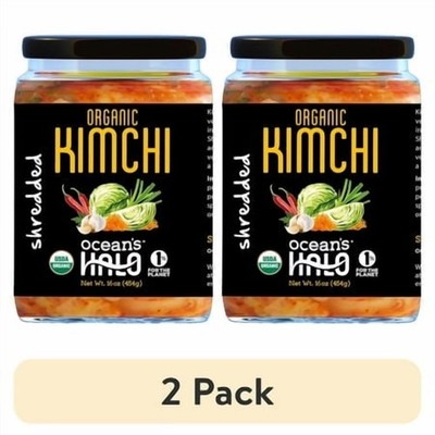 Organic Kimchi Vegan Shelf Stable 16 oz 2 Pack Fermented Cabbage Korean Food