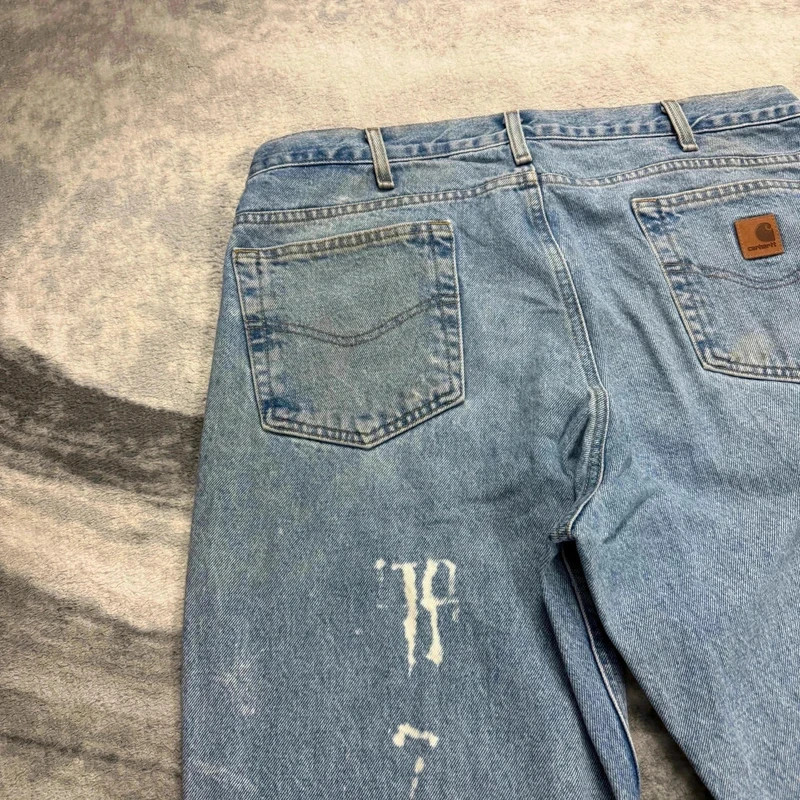 VTG Carhartt 90s Traditional Fit Light Wash Denim Workwear Jeans Size 36 x 32 image 6