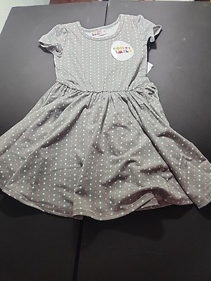 DotDot Smile Girls 2T  Cap Sleeve Twirl Dress Whiite GrayPink Polka Dots NWT USA