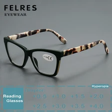 Women Thick Frames Cat Eye Reading Glasses Single Focus Presbyopic Readers 