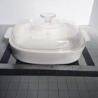 Vintage CorningWare All White A-10-B Square Casserole w/ A-12-C Pyrex Glass Lid
